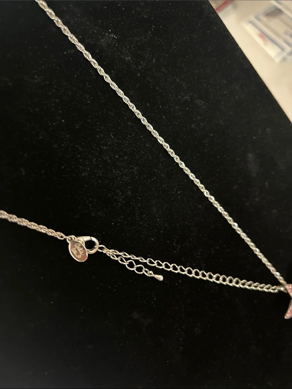 Cookie Lee Crystal Star Necklace with Adjustable 20 inch silver tone chain